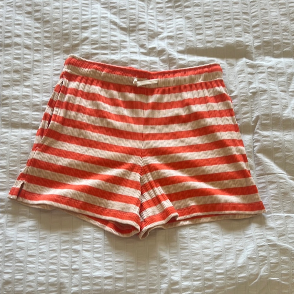 Striped Coral and White Women's Shorts